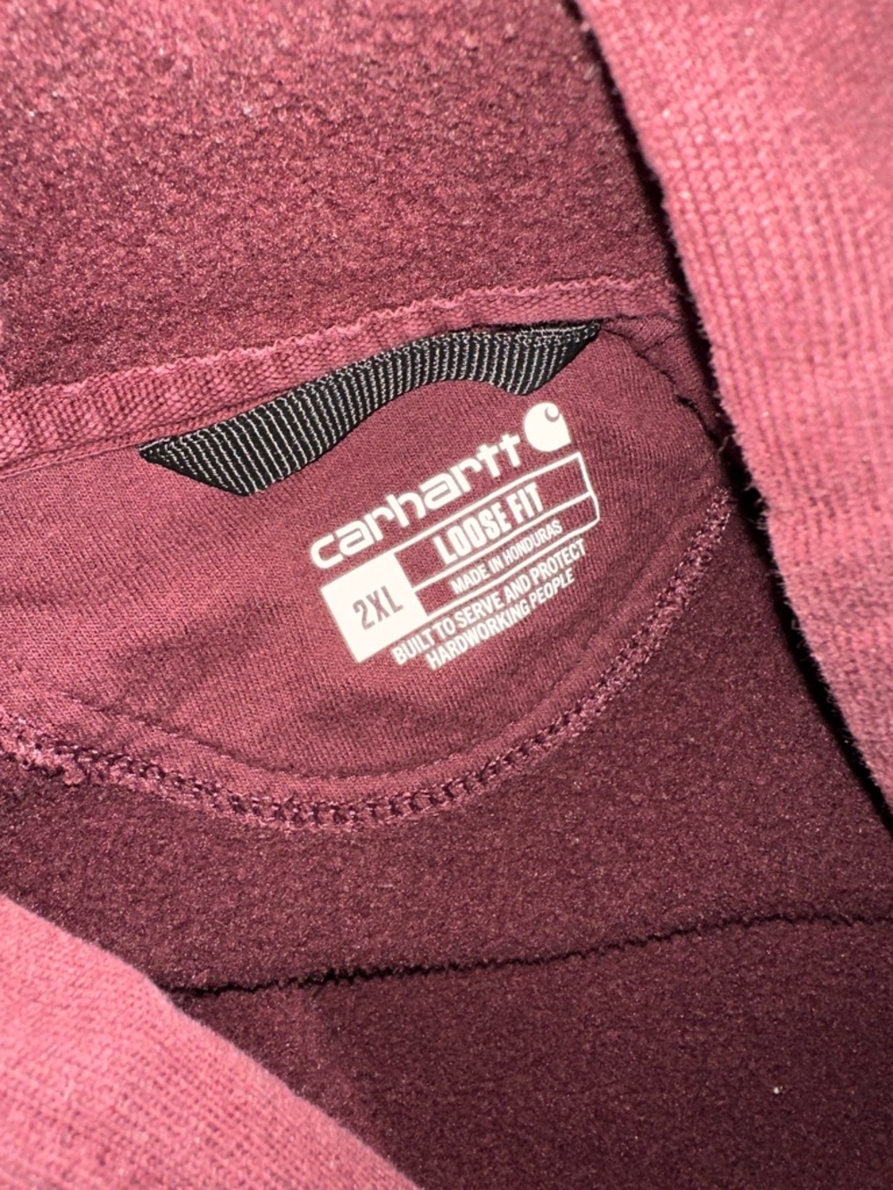 Carhartt Maroon/Burgundy Logo Sleeve Hooded Sweatshirt - Picture 3 of 3